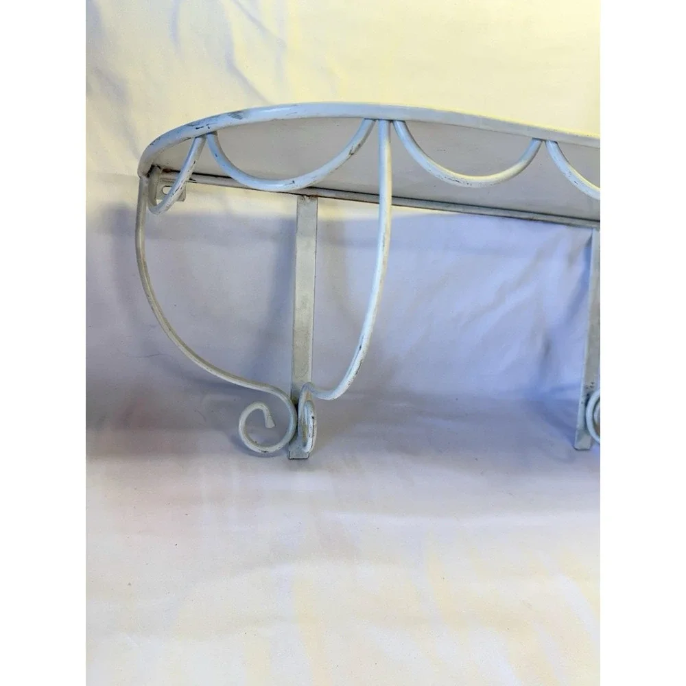 Vintage Wall Shelf White Metal Ornate Victorian Scalloped Edge